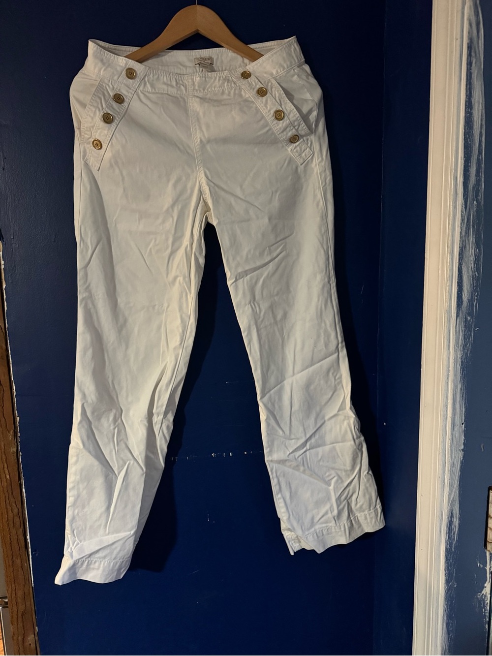 J. Crew Cream Button-Accent Pants